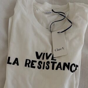 Clare V White Tee with Black Graphic